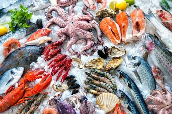 A variety of seafood in a man's diet for testosterone production